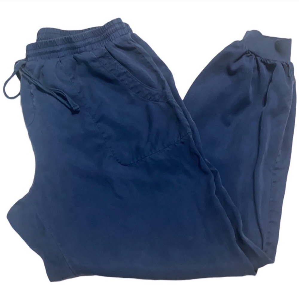 Chelsea & Theodore Blue Twill Drawstring Jogger Pants Women Size L - Picture 5 of 12
